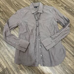 Tommy Hilfiger Womens Shirt Button Up Classic Fit  Cotton Top